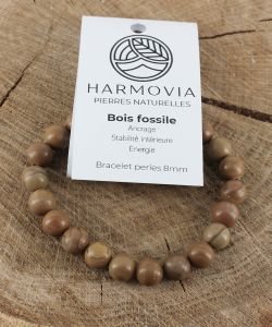 Bracelet Bois Fossile - Perles 8mm, 1 pièce